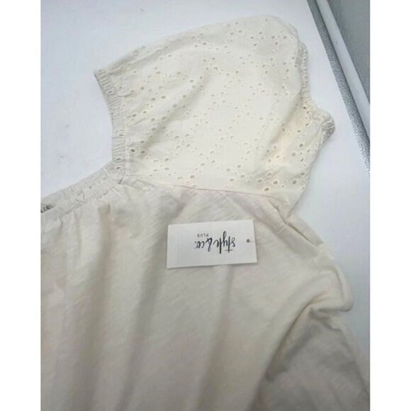 Style & Co Plus Size Cotton On Off Shoulder Top, Coconut Cream, 2X - Picture 6 of 9